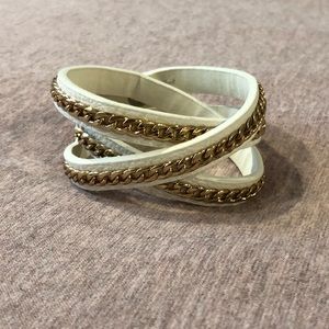 White leather wrap bracelet
